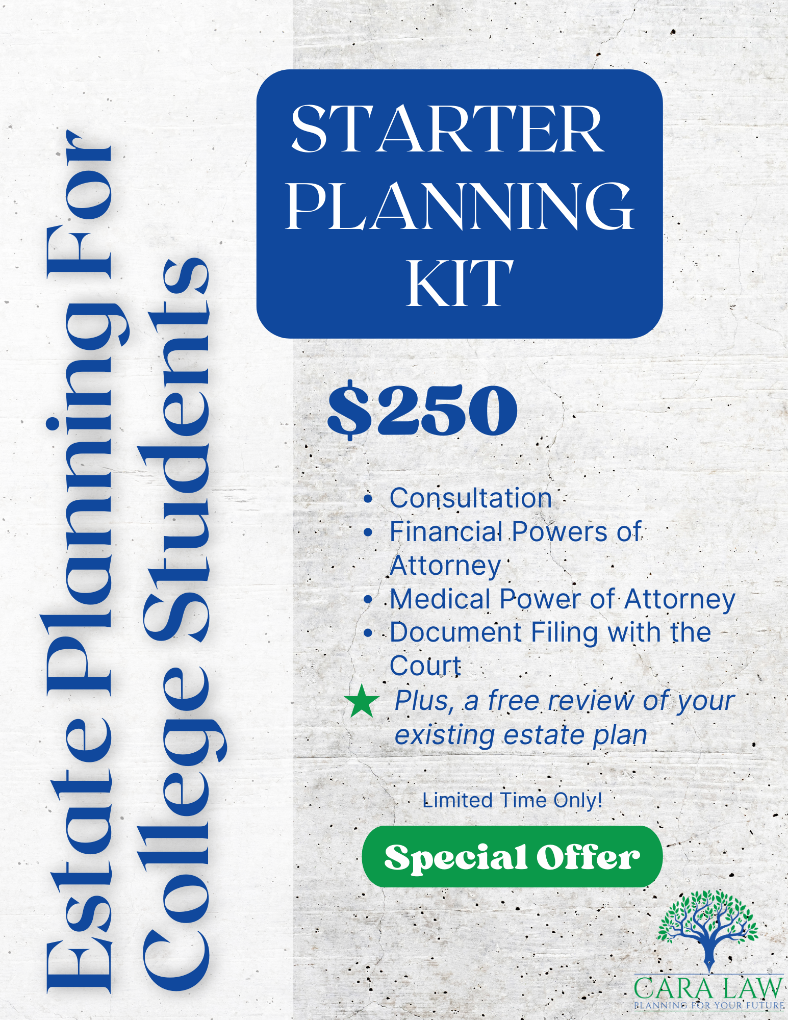 Cara Law Estate Planning For College Students Flyer No Swirl